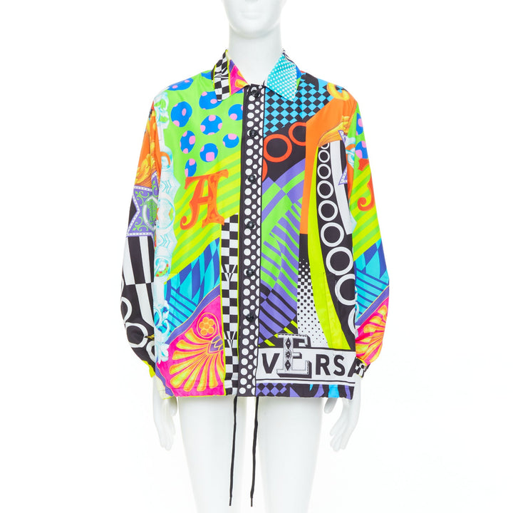 VERSACE 2020 Runway Pop Temple print nylon windbreaker shirt jacket EU52 XL