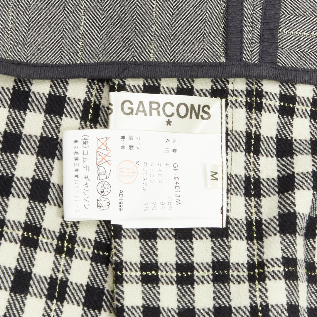 COMME DES GARCONS 1999 Vintage Runway grey wrap jacket checked skirt set