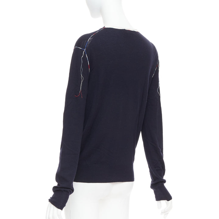 OLD CELINE Phoebe Philo navy multicolor yarns anagram logo sweater