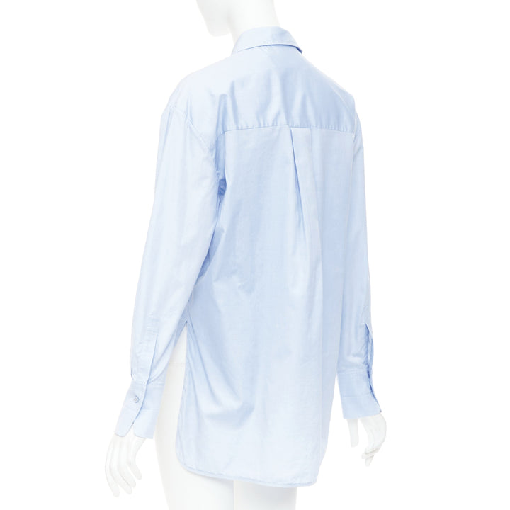 VVB VICTORIA BECKHAM light blue cotton asymmetric pleated hem dress shirt UK6 XS