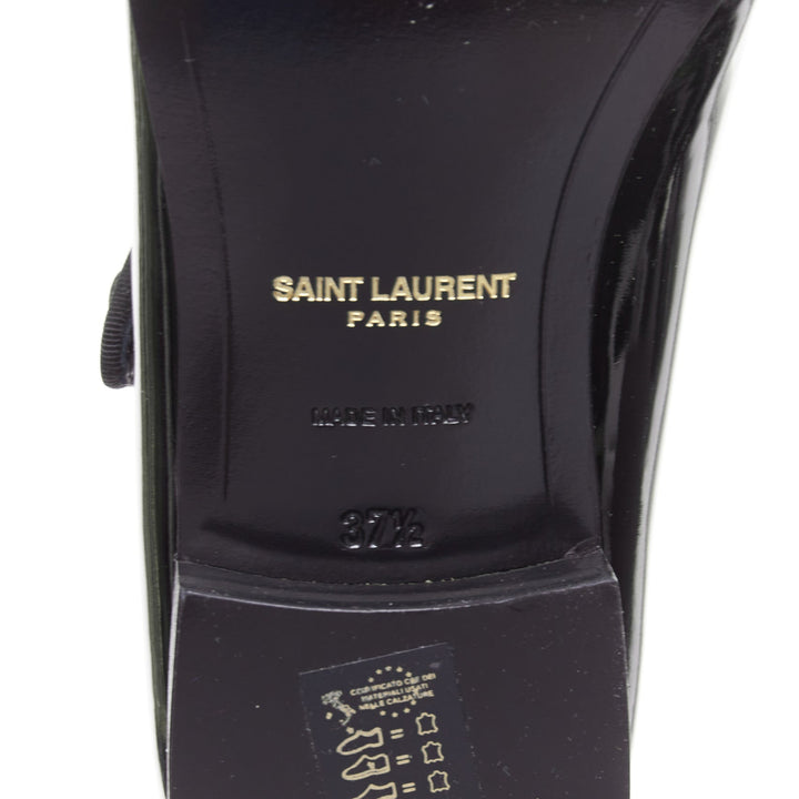 SAINT LAURENT Babies black patent grosgrain trim maryjane flats EU37.5