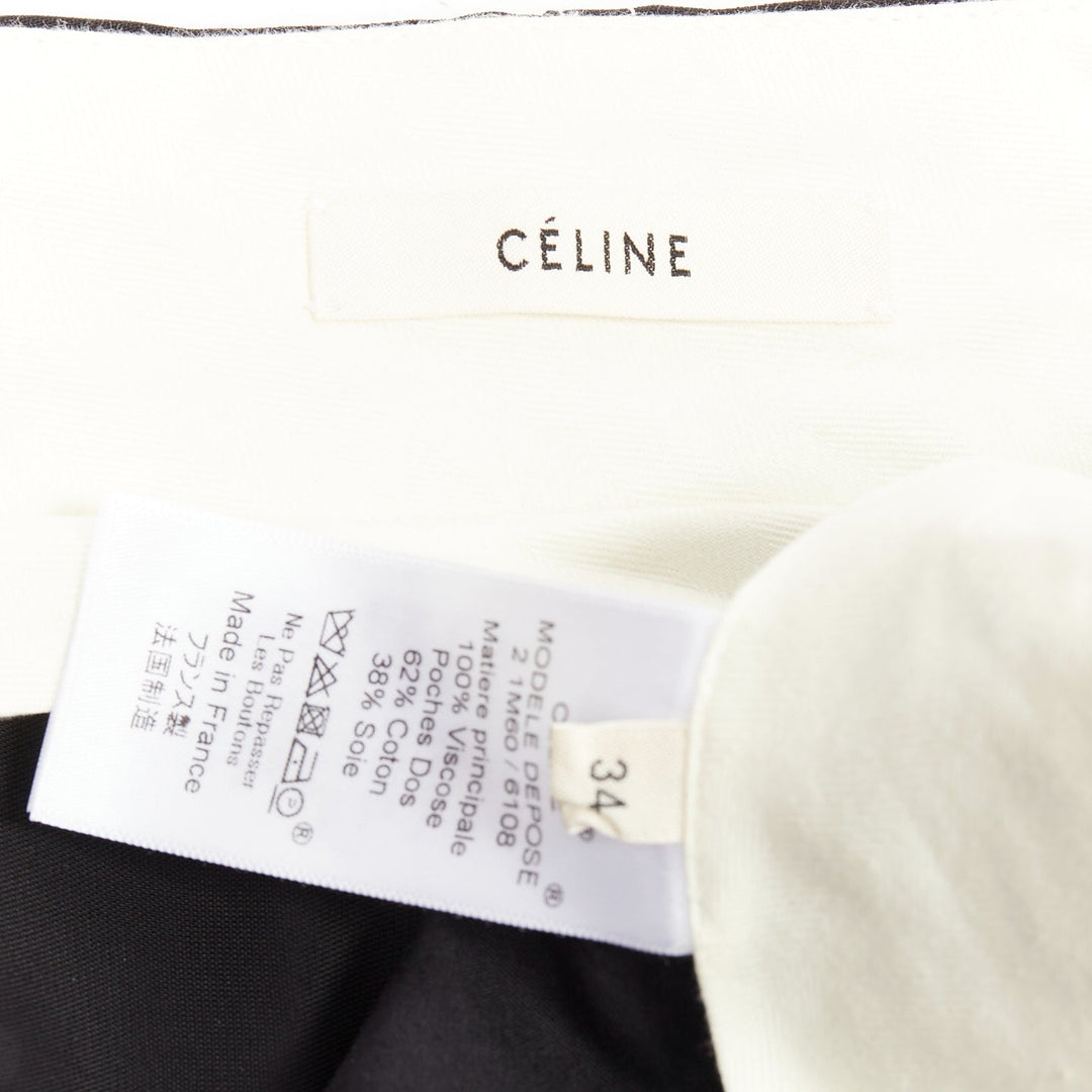 CELINE Phoebe Philo black white overstitch red button wide pants FR34 XS