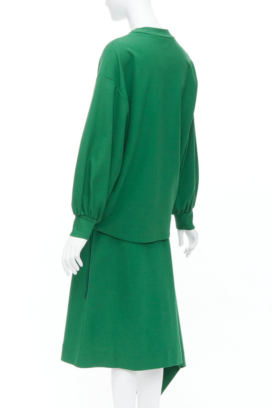 HYKE green cotton pullover sweater asymmetric hem skirt set JP2 M