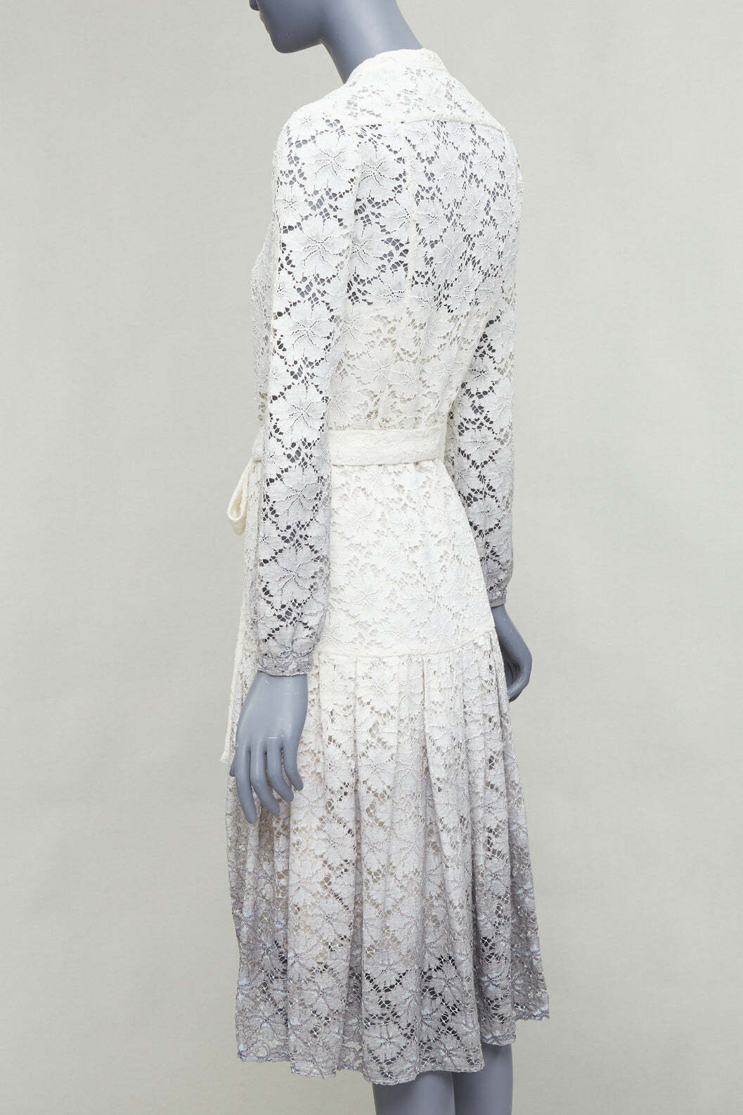 rare BURBERRY PRORSUM 2014 cream grey ombre lace dress IT38 XS Olivia Palermo