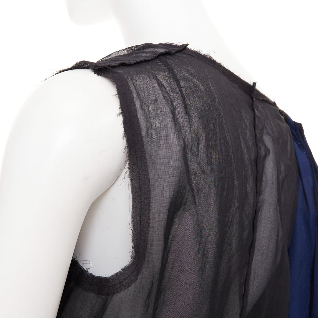 COMME DES GARCONS 1998 Vintage Fusion navy velvet black sheer deconstructed vest