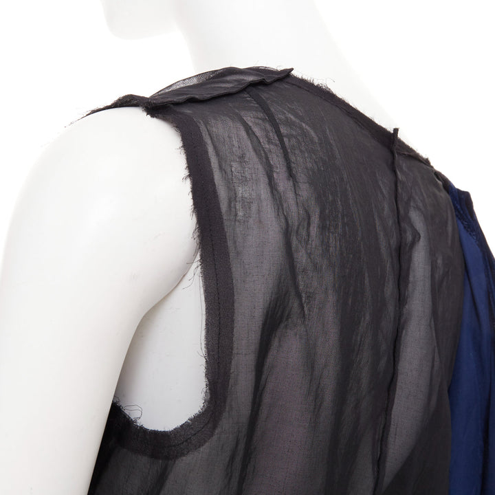 COMME DES GARCONS 1998 Vintage Fusion navy velvet black sheer deconstructed vest