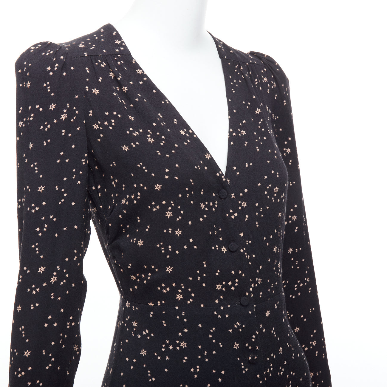 Reformation Drea Black retailer Polka Dot Mini Dr