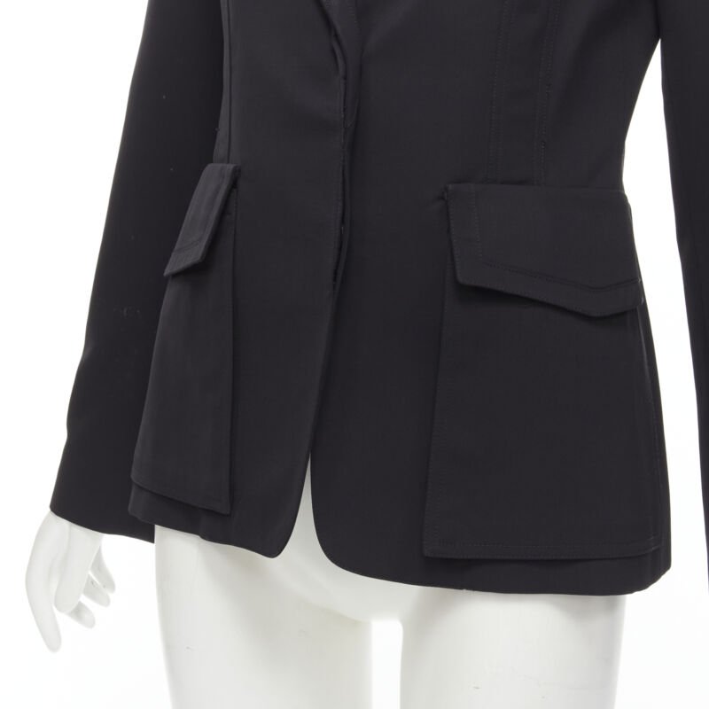 GUCCI 2003 Vintage Tom Ford military flap pockets black wool jacket IT42 M