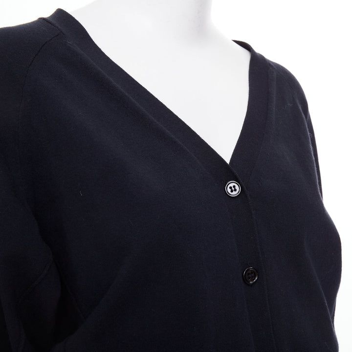 DOROTHEE SCHUMACHER black cotton blend deep v neck cropped knit cardigan US0 XS