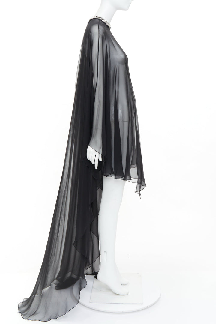 ALEXANDRE VAUTHIER COUTURE 2021 Runway crystal collar sheer cape blouse top