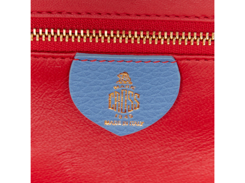 MARK CROSS Grace 18 blue multicolor calfskin patchwork crossbody vanity box bag