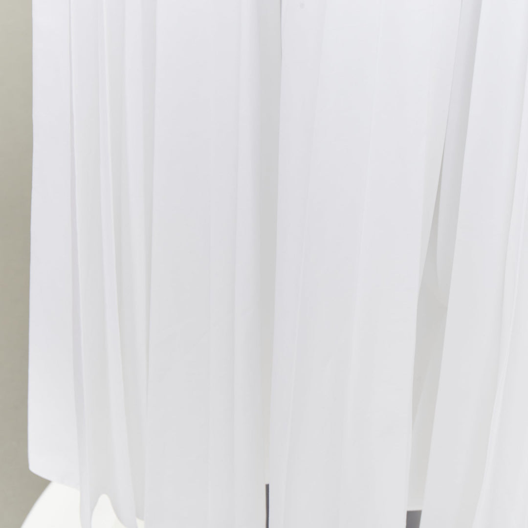 VALENTINO 2020 Le Blanc white pleated skirt puff sleeves wrap midi dress IT40 S