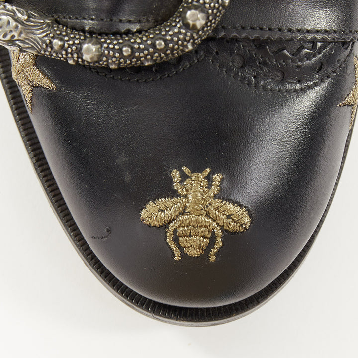 GUCCI 2018 Runway Queercore bee star embroidery leather brogue boot EU39.5 UK6.5