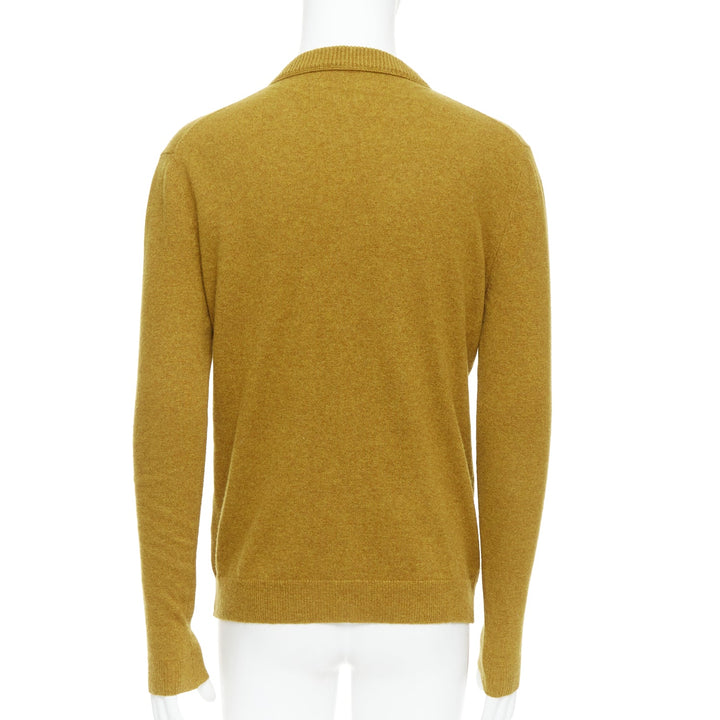 JIL SANDER wool cashmere mustard brown  v neck sweater IT46 S