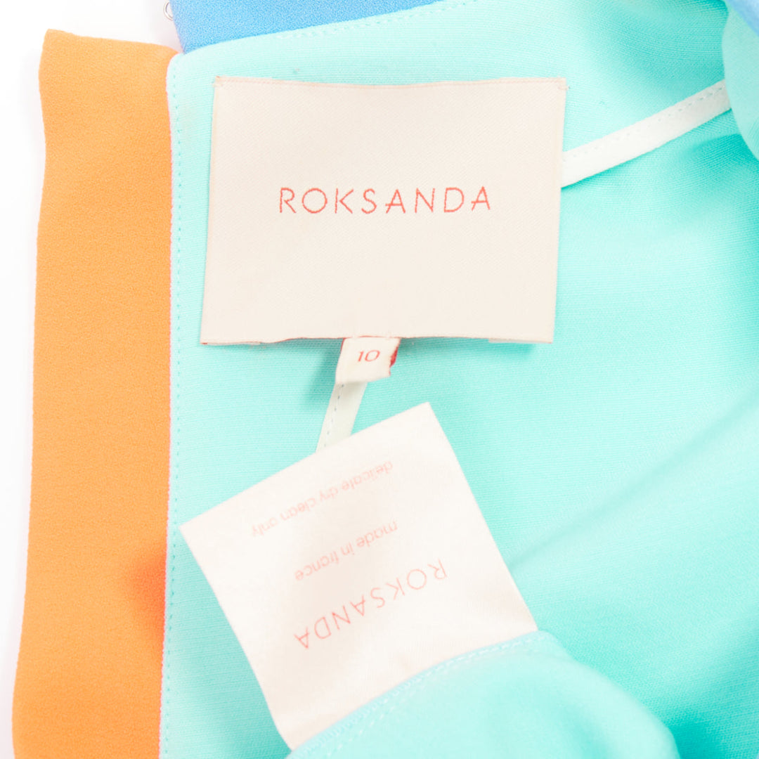 ROKSANDA light blue colorblock darted short sleeve shirt UK10 M