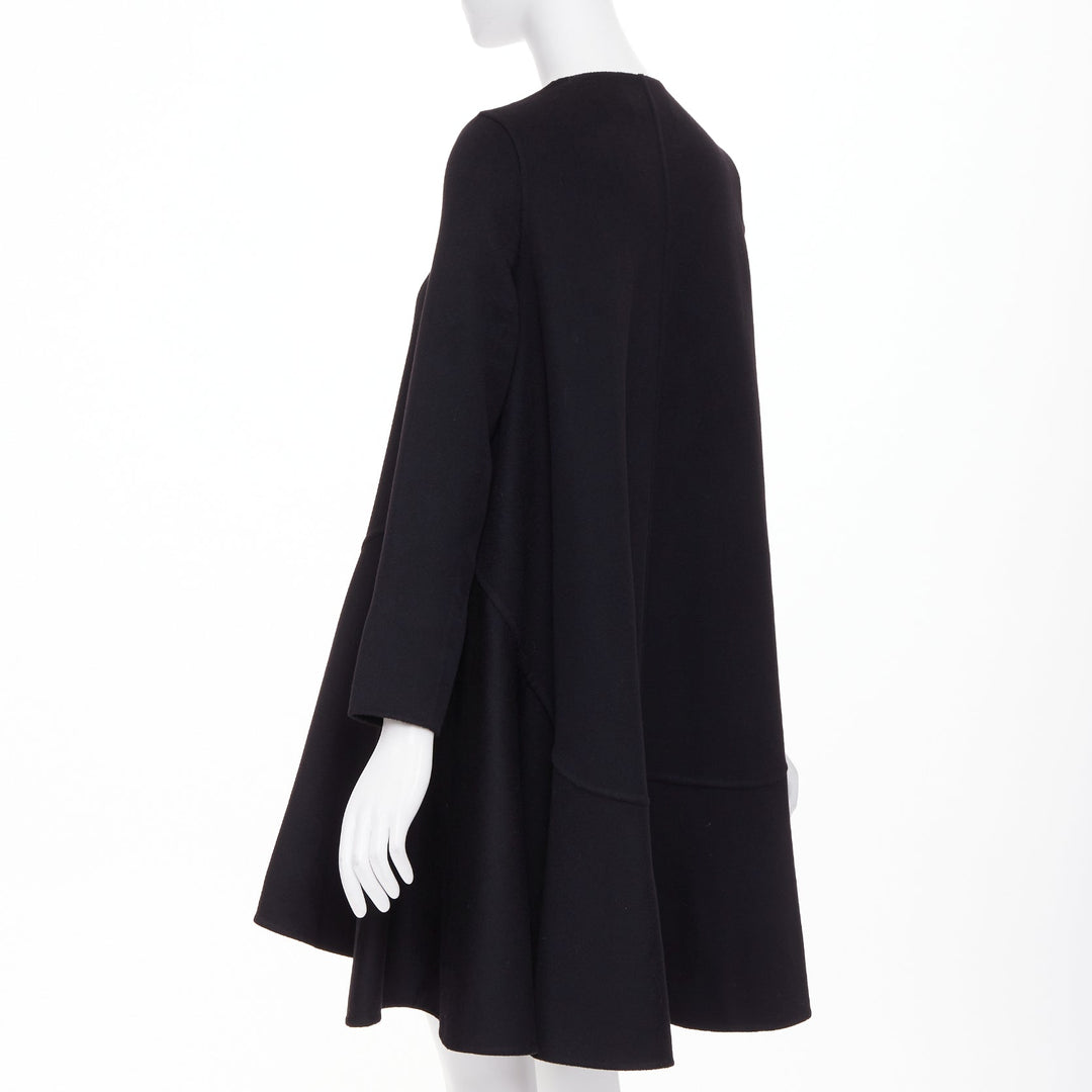 DIOR black  lightweight double faced 100% cashmere flared hem coat FR34 XS