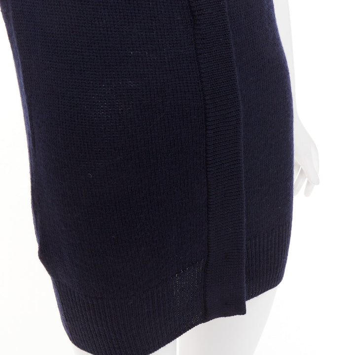 PRADA 100% virgin wool navy blue short sleeve snap button V-neck cardigan IT40 S