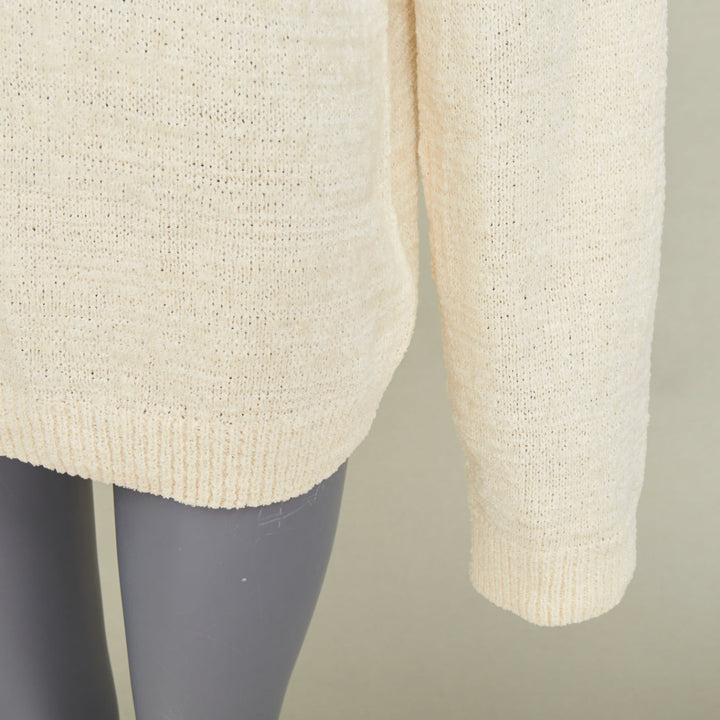 TOTEME 2022 Chenille relaxed drop shoulder cream ivory sweater knitwear XXS