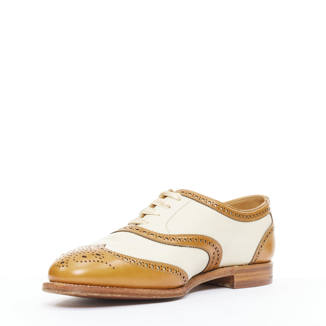 CROCKETT AND JONES Alice brown nude leather wingtip brogue oxford UK7 EU40