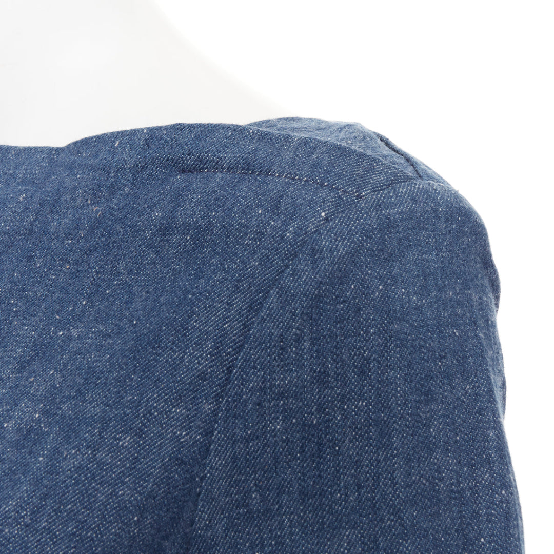 OLD CELINE 2011 Phoebe Philo blue denim bateau boat neck 3/4 sleeve top FR40 S