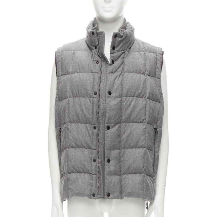 MONCLER Norme Afnor G32-003 grey wool quilted puffer vest jacket Sz.6 XXL