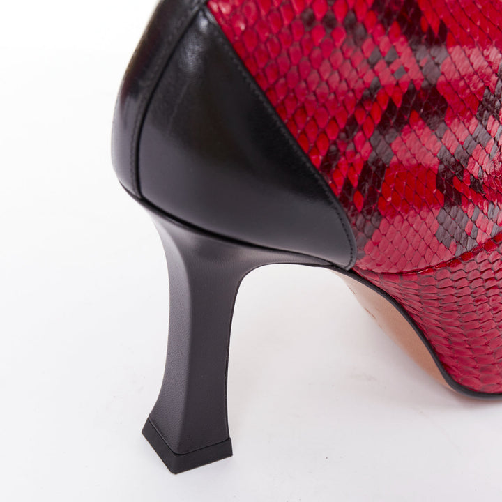 OLD CELINE Phoebe Philo Madame Flared red leather square toe ankle boots EU39