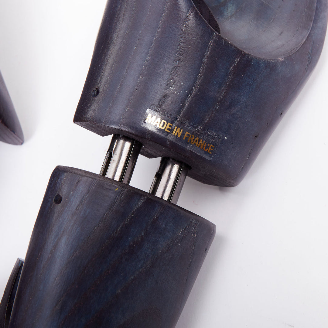 BERLUTI dark blue wooden carved logo shoe tree shape holder UK7 EU41