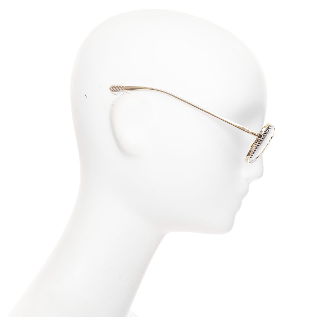CHANEL 4254 gold frame black textured tiered lenses logo chevron arm sunglasses