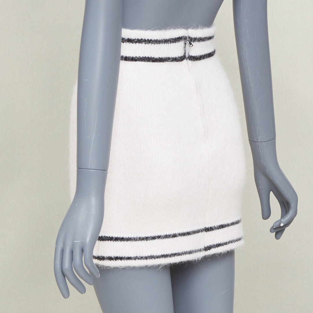 DOLCE GABBANA 2022 DG Knitted Skirt white alpaca cashmere logo skirt IT38 XXS