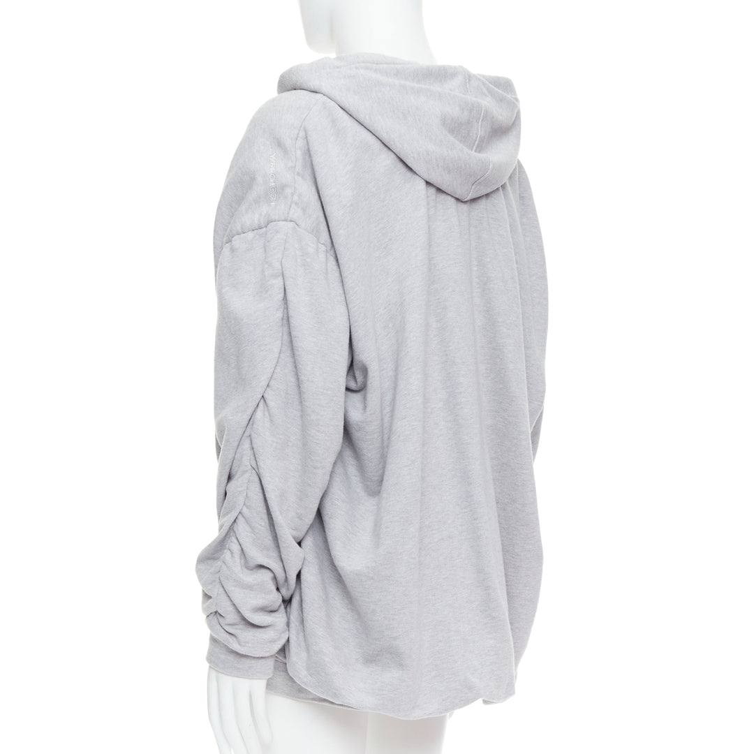 Y PROJECT grey cotton nude jersey lined gathered sleeves hoodie S