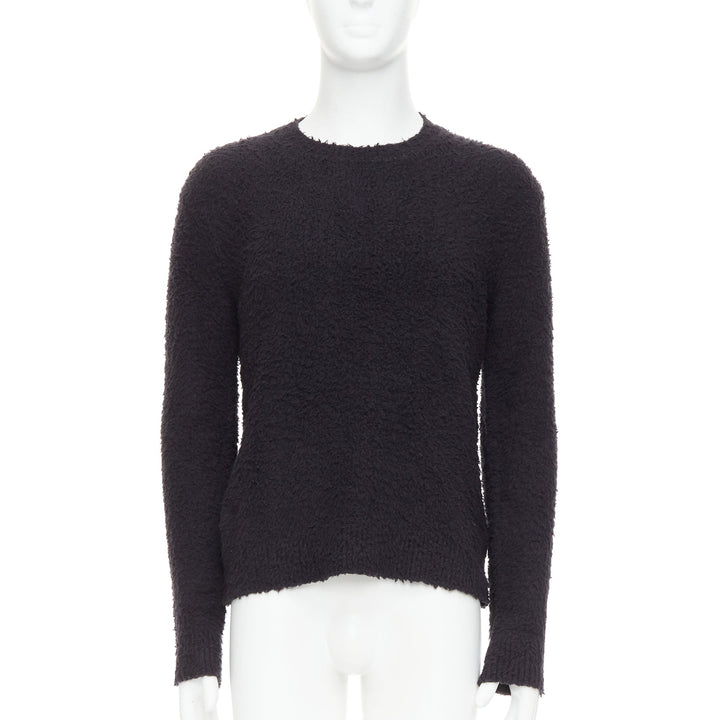 DANILO PAURA 2020 Errol black shaggy cotton pullover sweater  S