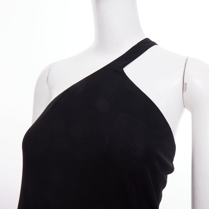 CHLOE Vintage noir viscose one shoulder asymmetrical cocktail dress FR36 S