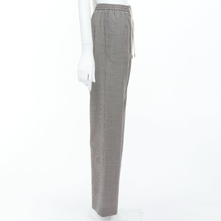 CELINE Phoebe Philo brown check wool silk drawstring pajama pants FR36 S