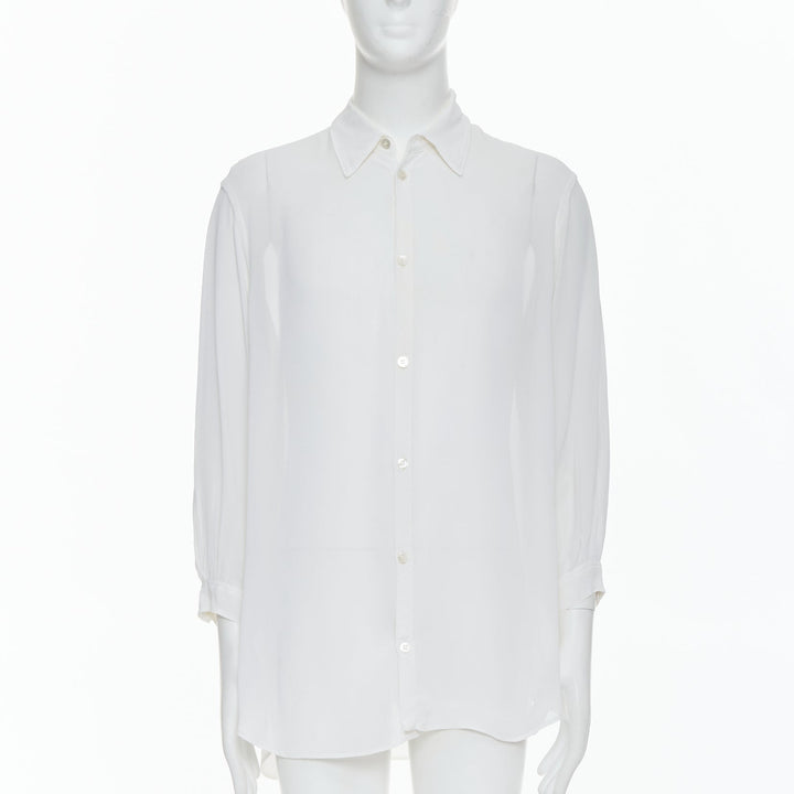 Male mannequin wearing Yohji Yamamoto Y's White Rayon Men Shirt in Size  M | Available at JHROP