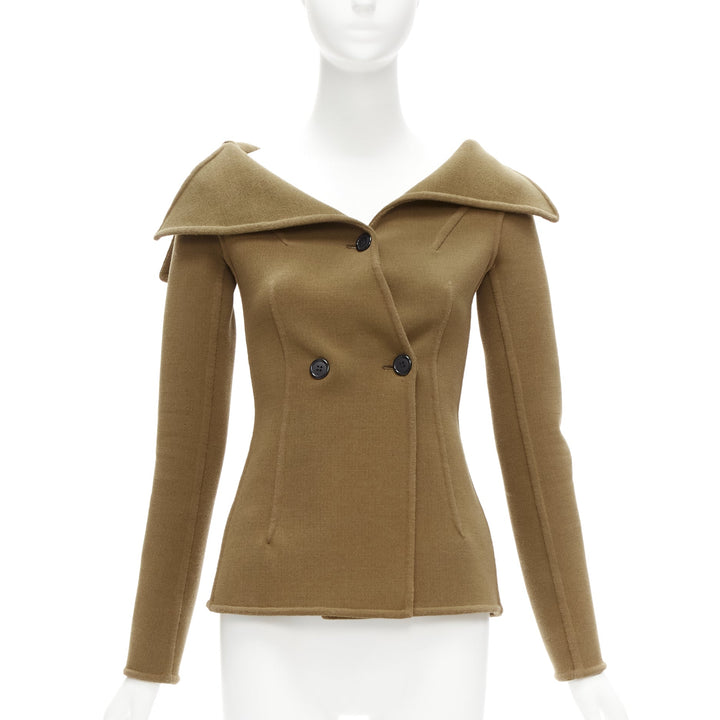 OLD CELINE Phoebe Philo 2014 Runway brown wool foldover collar jacket FR34 XS