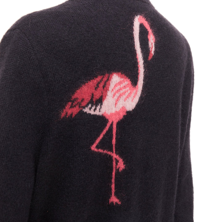 SAINT LAURENT Hedi Slimane black mohair blend flamingo intarsia cardigan M