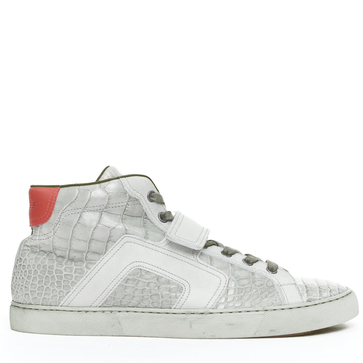 HERMES grey croc leather colorblock high top sneaker EU41.5 Kanye West