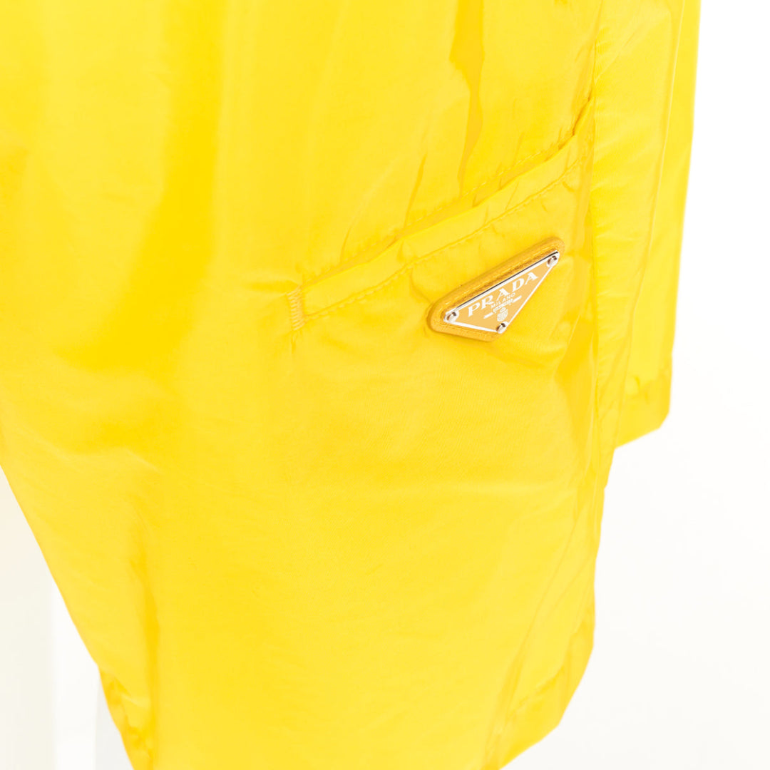 PRADA 2022 Re Nylon Triangle Logo Plaque yellow casual Bermuda shorts IT50 L