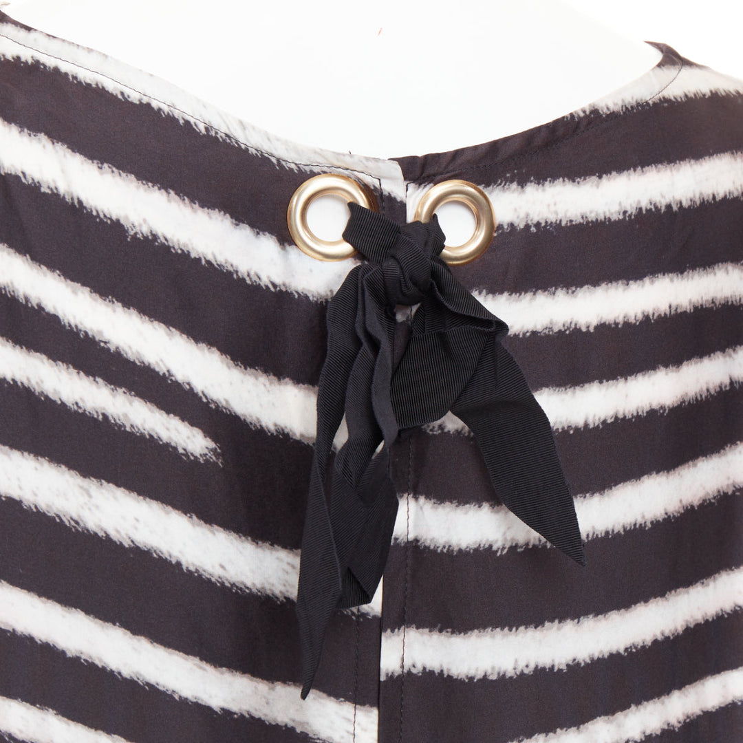 STELLA MCCARTNEY 2009  100% silk black zebra stripe print tent dress IT38 XS