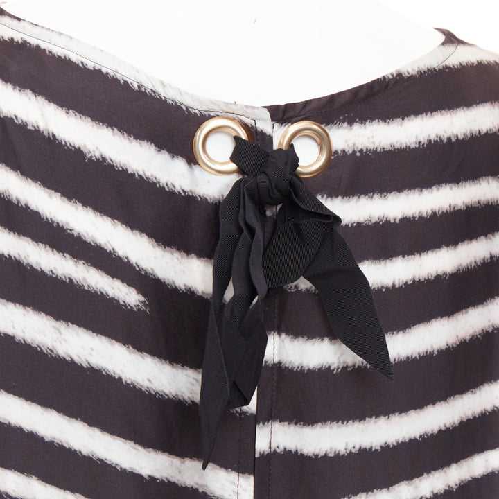 STELLA MCCARTNEY 2009  100% silk black zebra stripe print tent dress IT38 XS