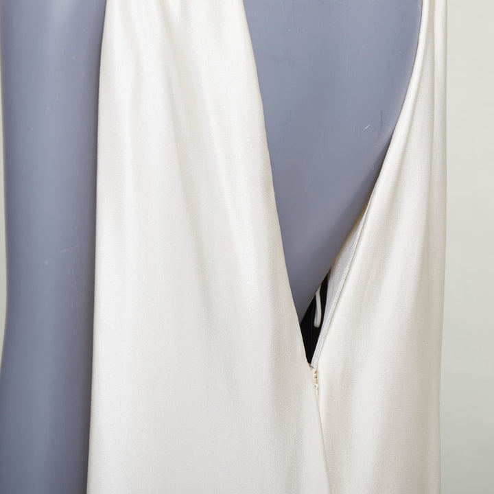 SAINT LAURENT 2022 Runway Bridal ivory silk satin draped empire gown FR34 XS