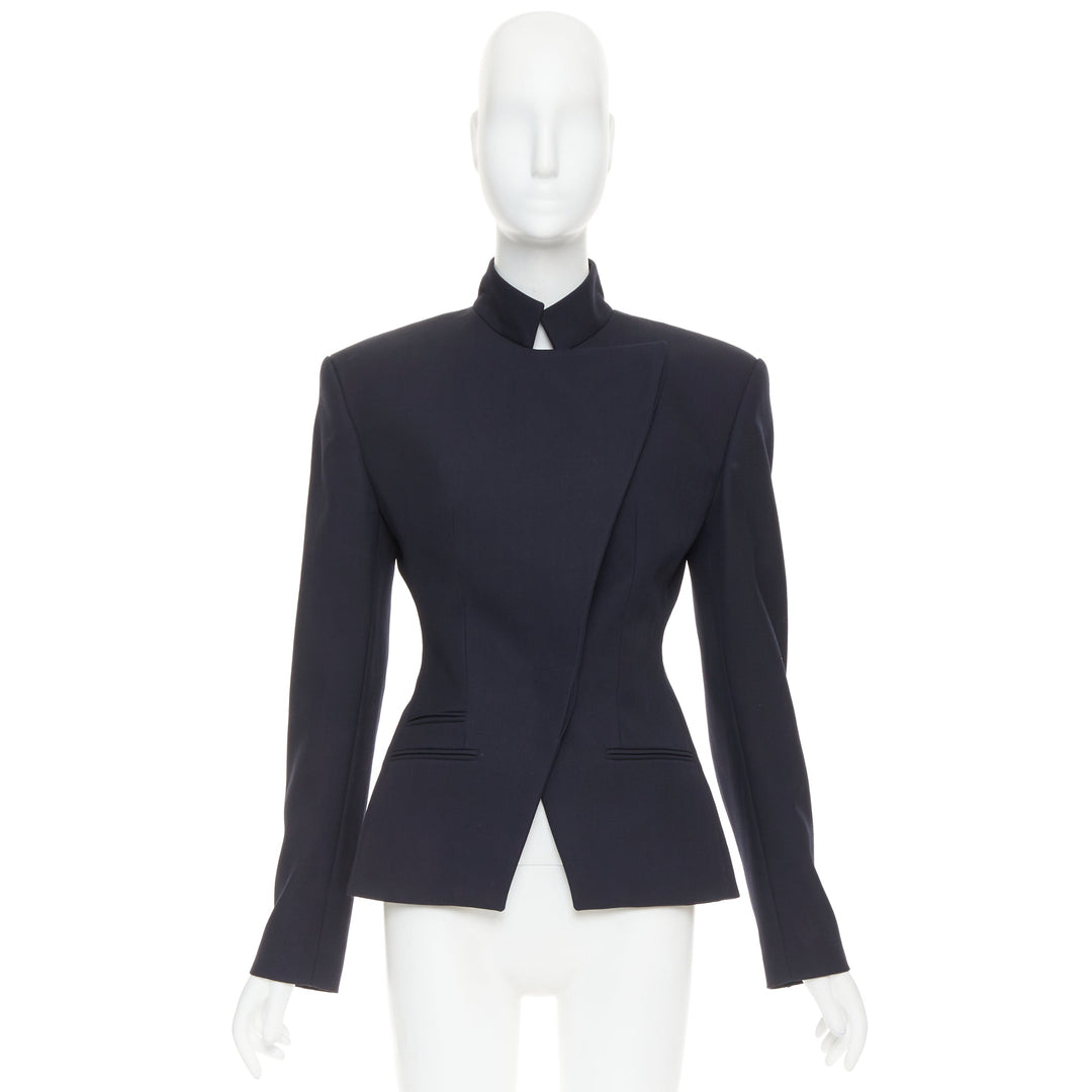 ALEXANDRE VAUTHIER COUTURE SS2025 Runway navy stand collar Power officer blazer