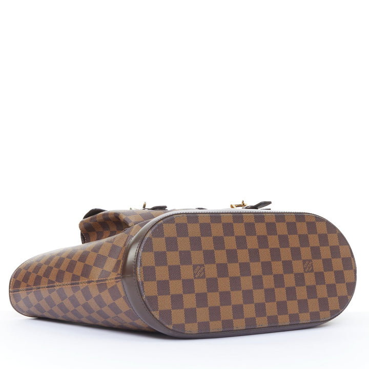LOUIS VUITTON Manosque GM brown damier ebene canvas pocket satchel tote bag