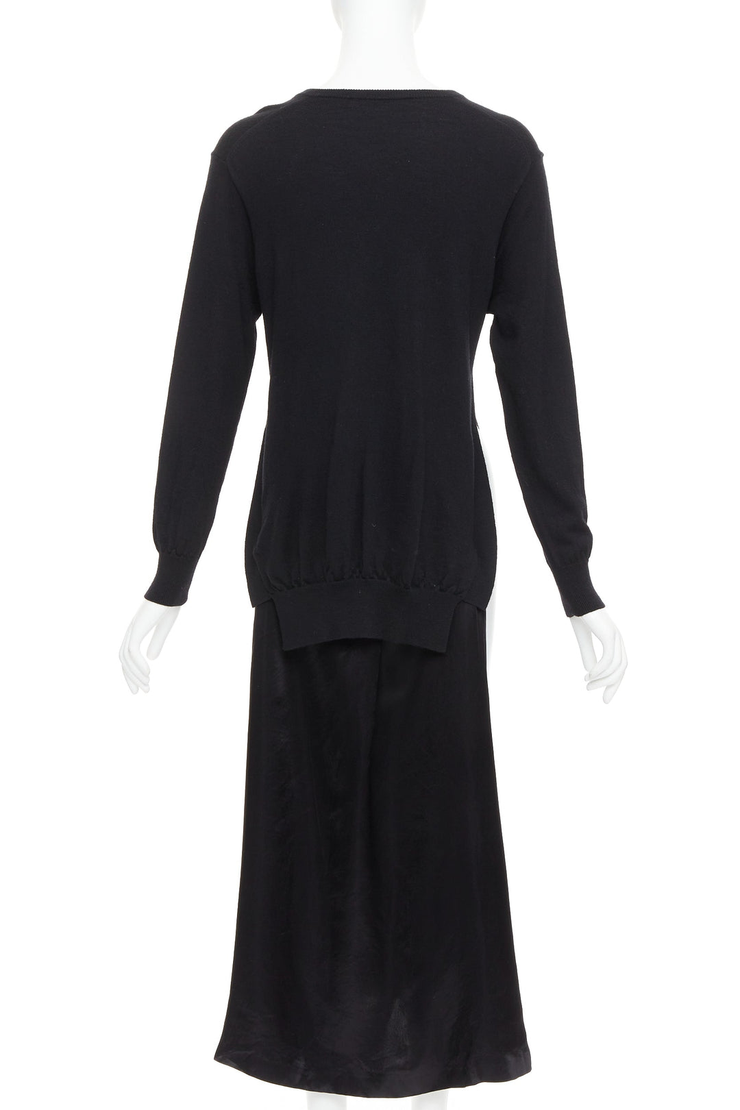 TOGA ARCHIVES Pulla black v neck layered satin slitted long dress