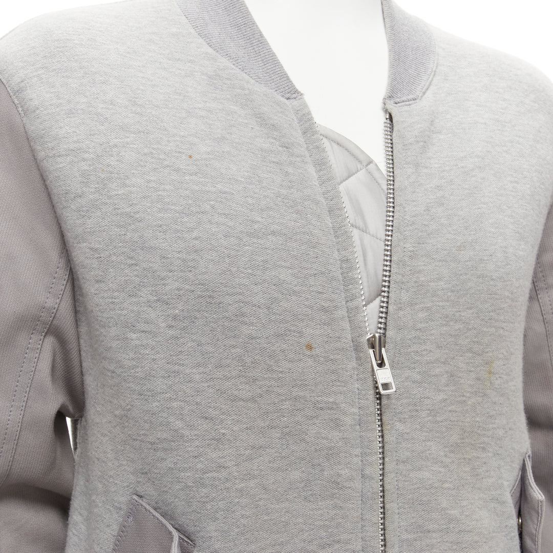 SACAI grey jersey contrast sleeves casual bomber jacket JP2 M