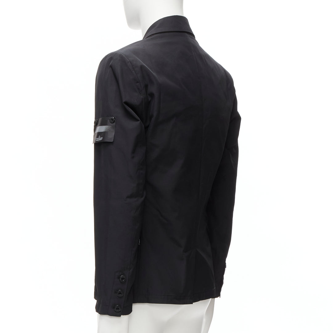 STONE ISLAND Shadow Project black technical nylon logo patch blazer jacket S