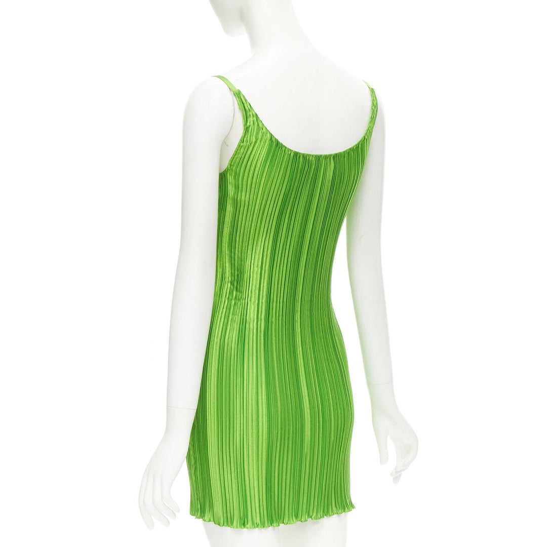 VERSACE 2021 Runway green Tresor De La Mer starfish plisse slip dress IT42 M
