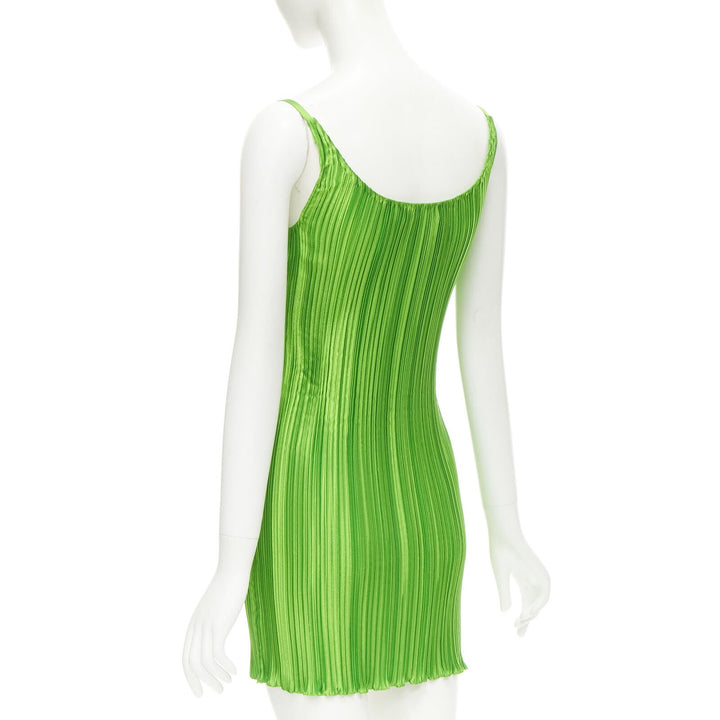 VERSACE 2021 Runway green Tresor De La Mer starfish plisse slip dress IT42 M