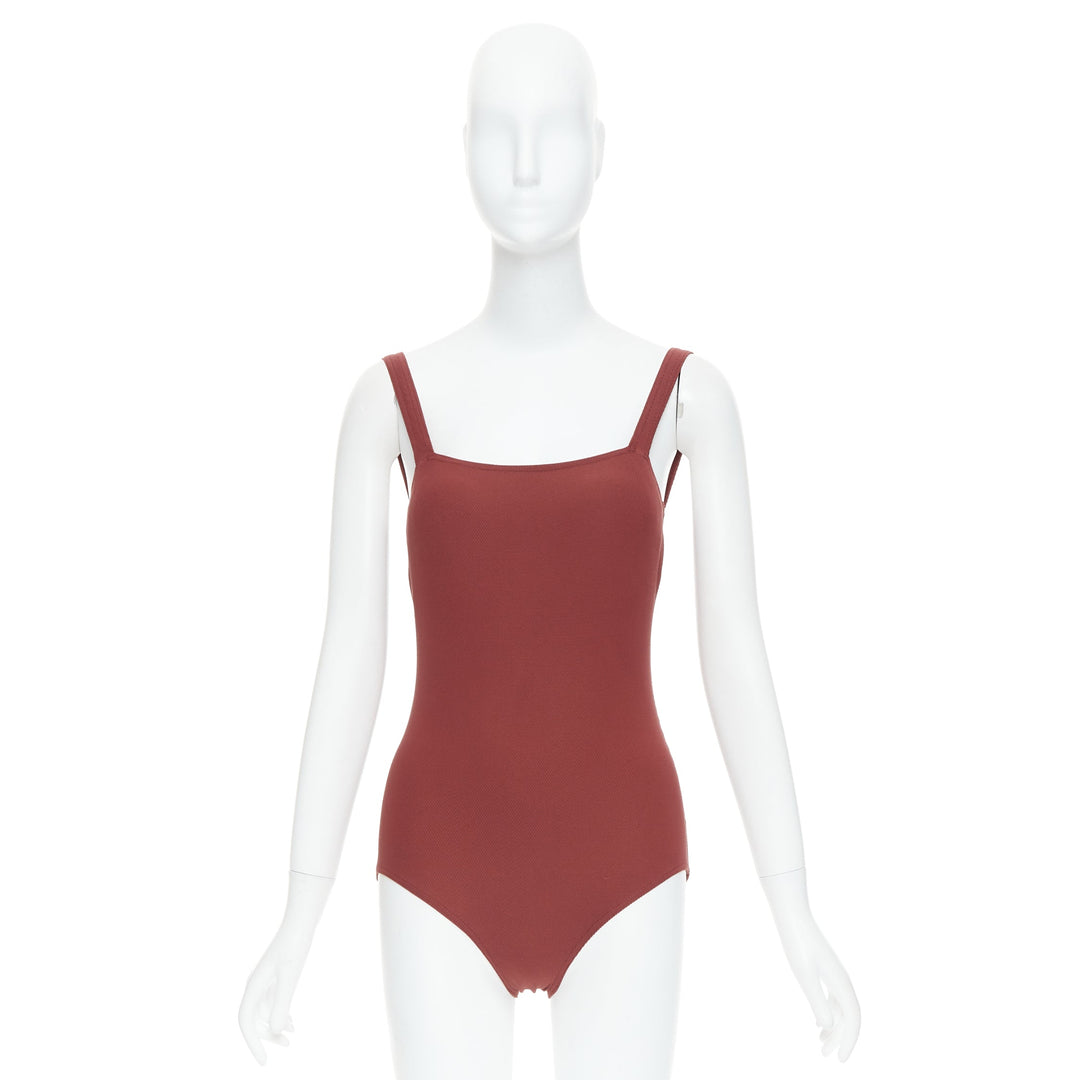 HERMES VINTAGE Martin Margiela dar orange twill jersey one-piece bodysuit FR40 L