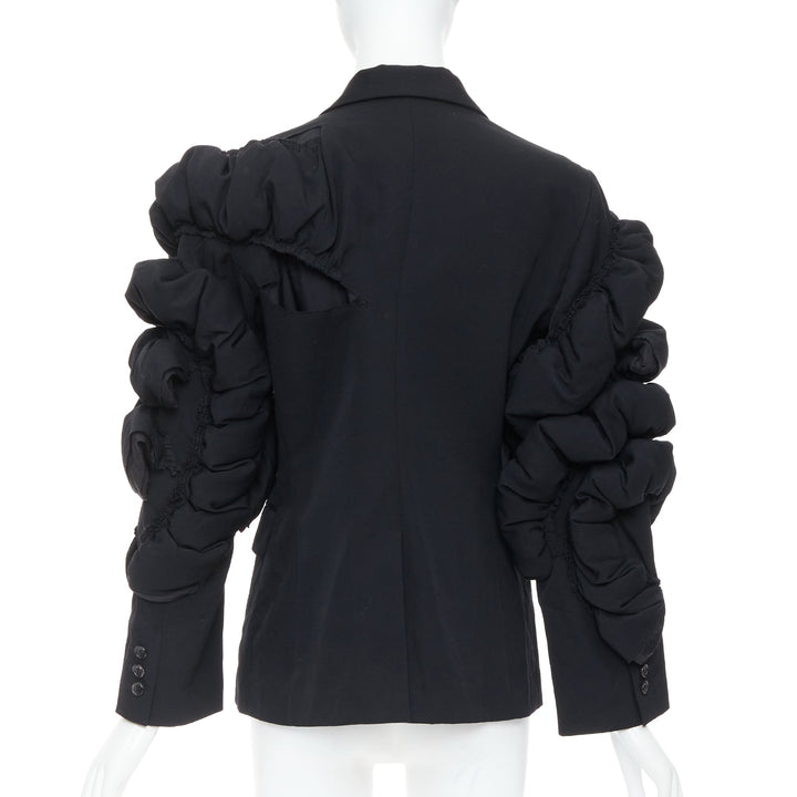 COMME DES GARCONS 2013 black wool tiered puff sleeve blazer jacket S